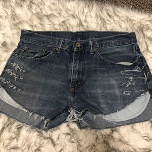 Distressed Levi Jean Shorts
